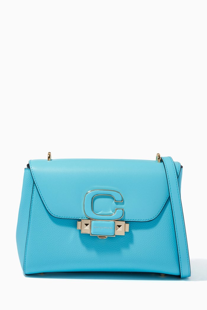 

Small New Horizon Crossbody Bag in Deer-print Calfskin, Blue