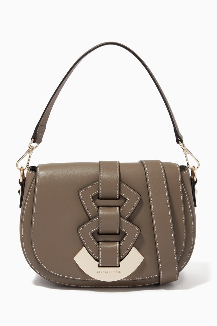 

Small Xena Shoulder Bag in Calfskin, Grey