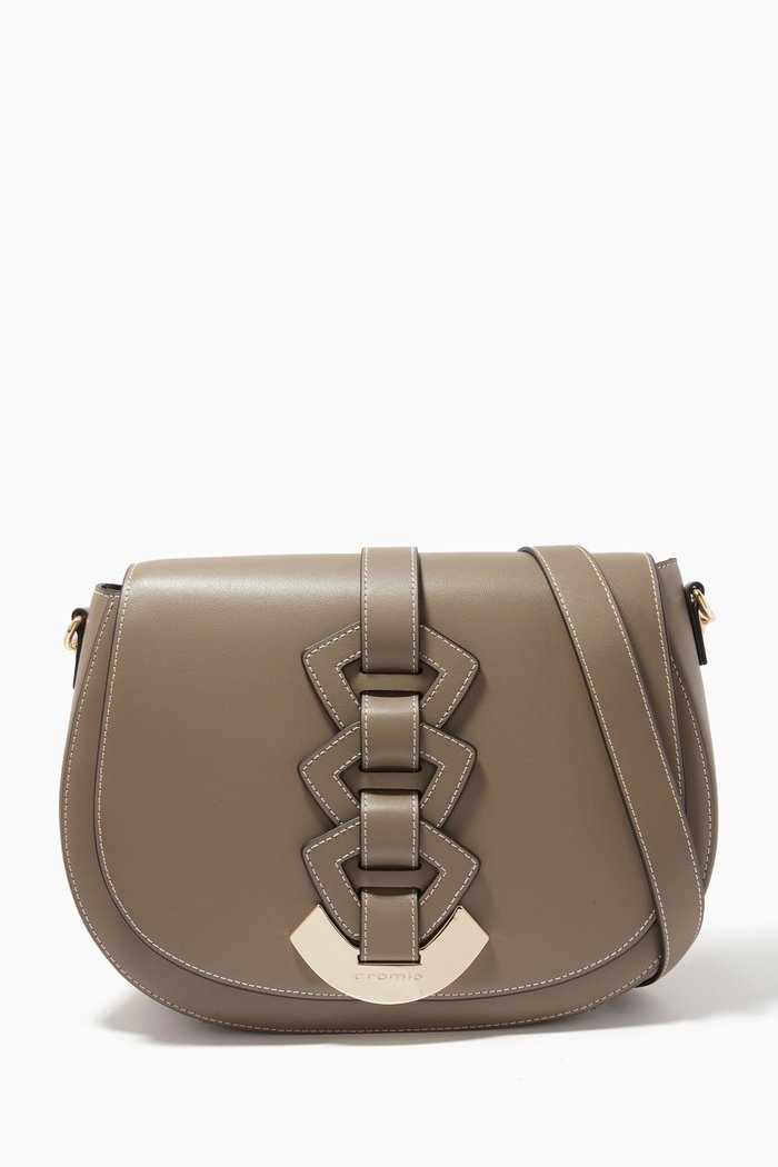 

Medium Xena Shoulder Bag in Calfskin, Grey