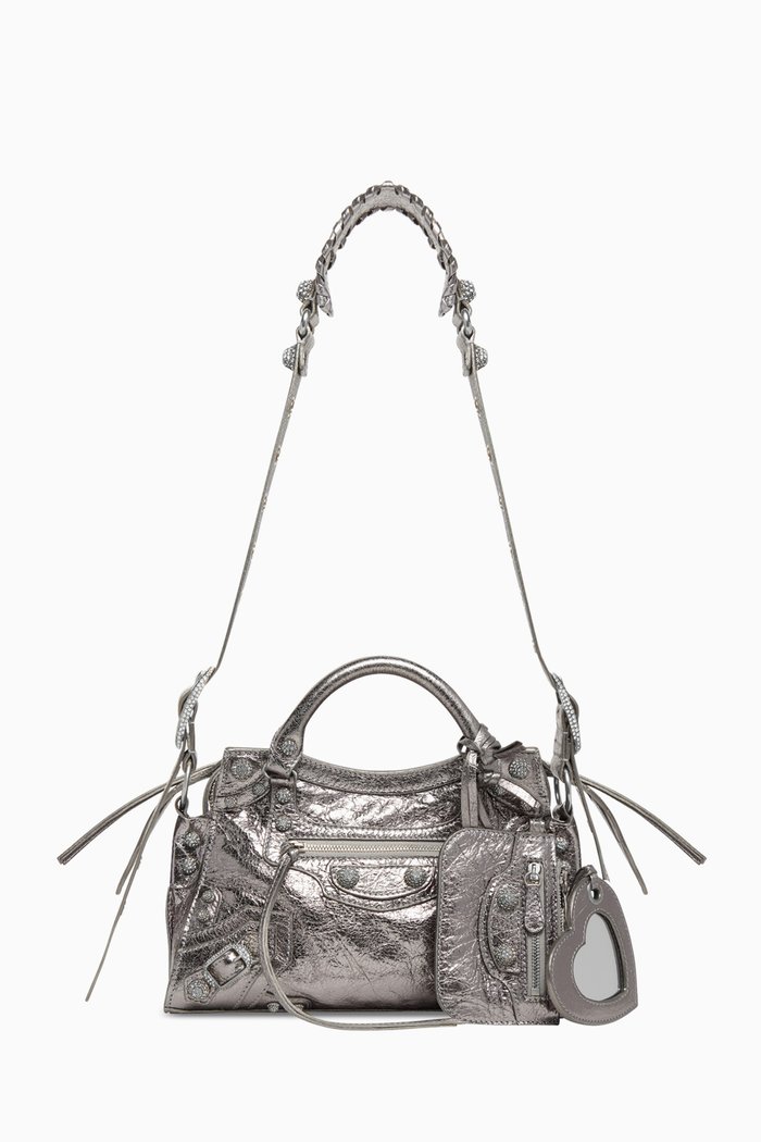 

Neo Cagole XS Shoulder Bag in Metallic Arena Lambskin, Silver