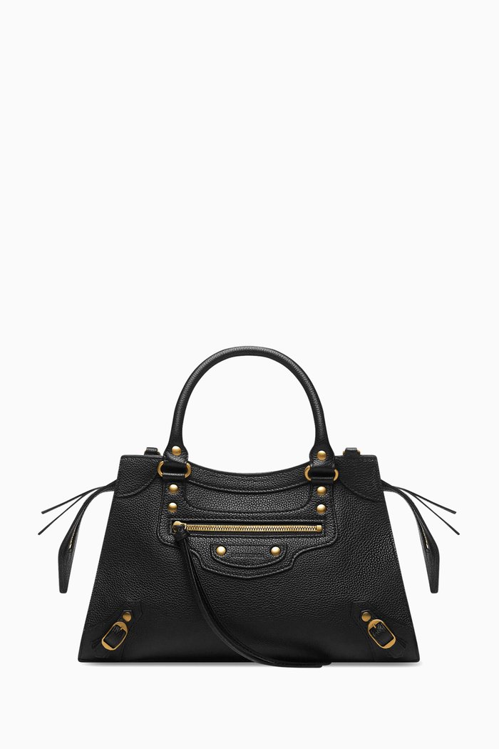 

Neo Classic Small Top Handle Bag in Grained Calfskin, Black