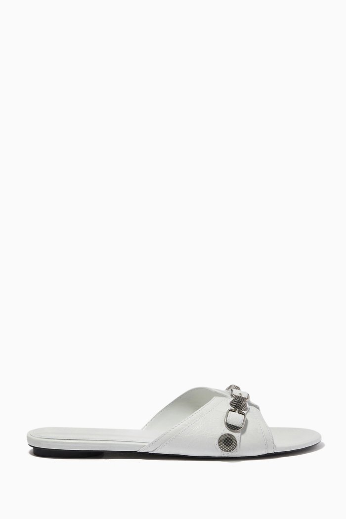

Cagole Flats Sandals in Arena Lambskin, White