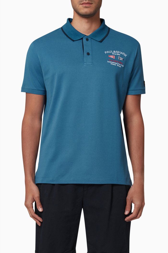 

Polo Shirt in Organic Cotton Piqué, Blue