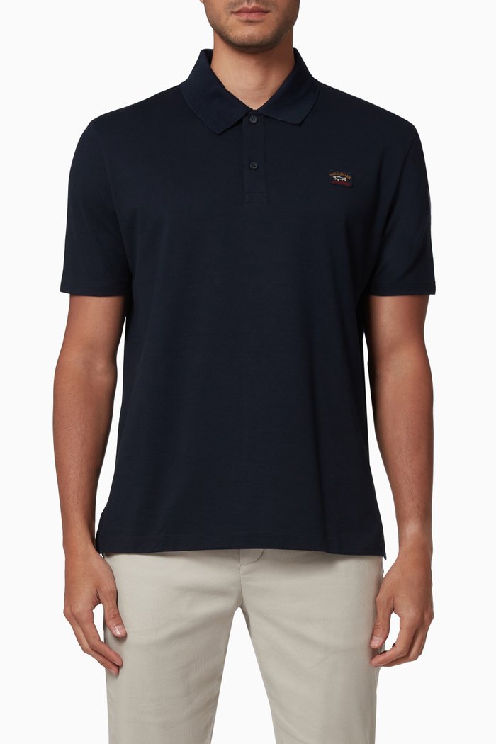 Polo Shirt in Organic Cotton Piqué, Blue
