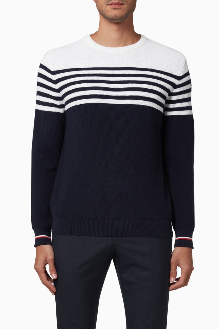 

Crewneck Sweater in Cotton, Blue