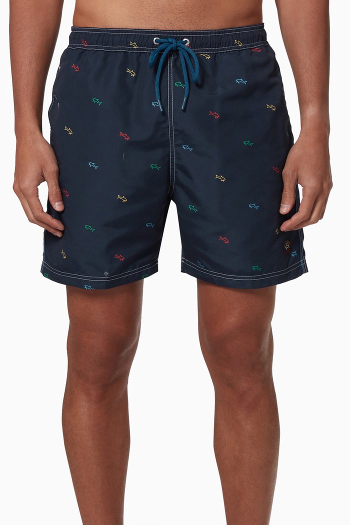 Embroidered Logo Swim Shorts in Nylon, Multicolour