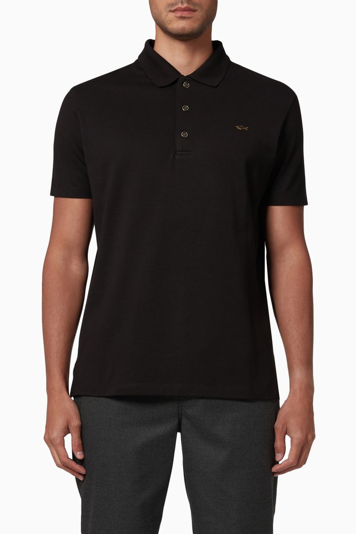 Polo Shirt in Organic Cotton, Black