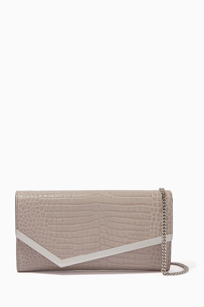 

Emmie Clutch Bag in Leather, Brown