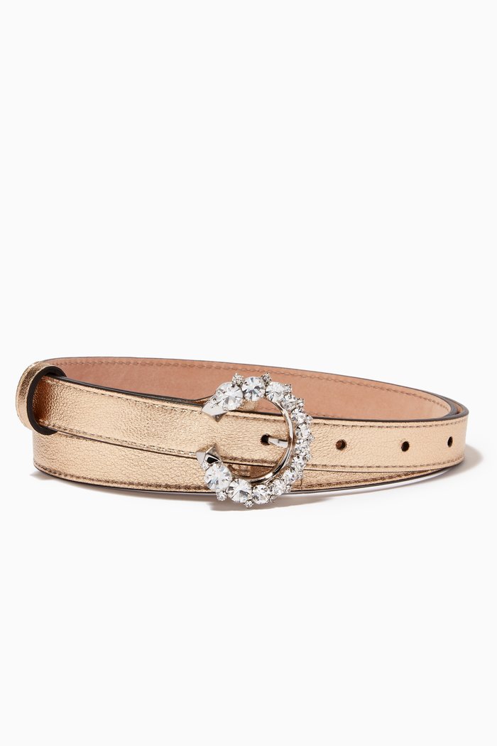 

Mini Madeline Belt in Smooth Metallic Leather, Silver