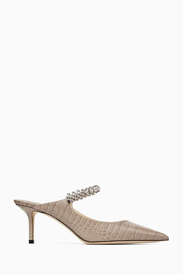 Bing 65 Mules in Croc-embossed Leather, Brown