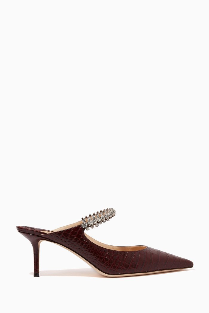 

Bing 65 Mules in Croc-embossed Leather, Burgundy