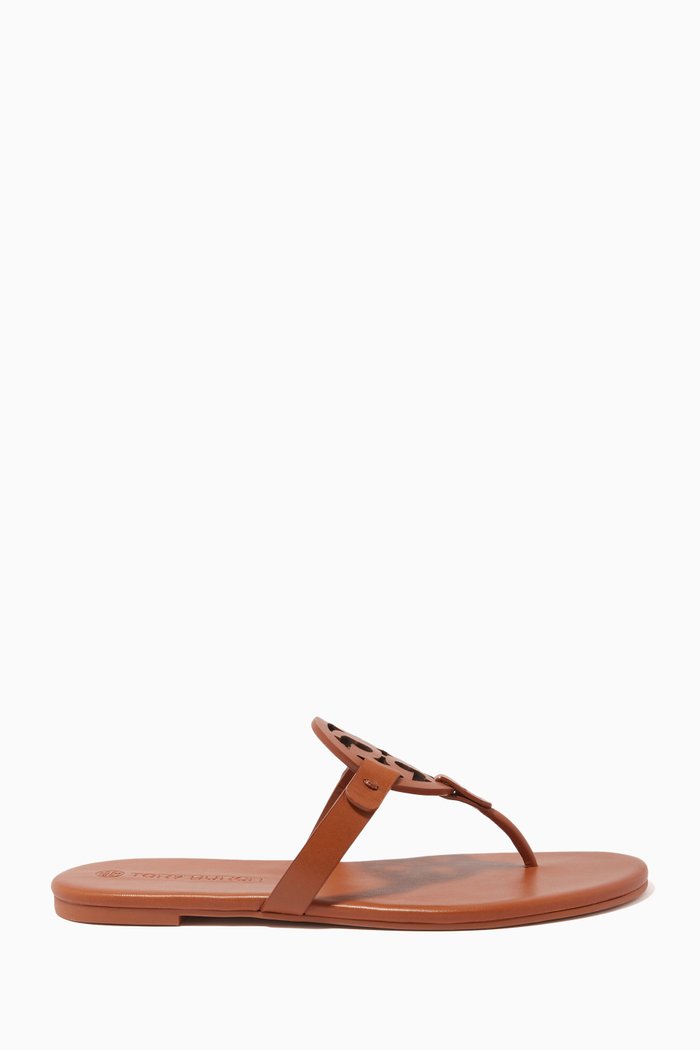 

Miller Flat Sandals in Leather, Brown