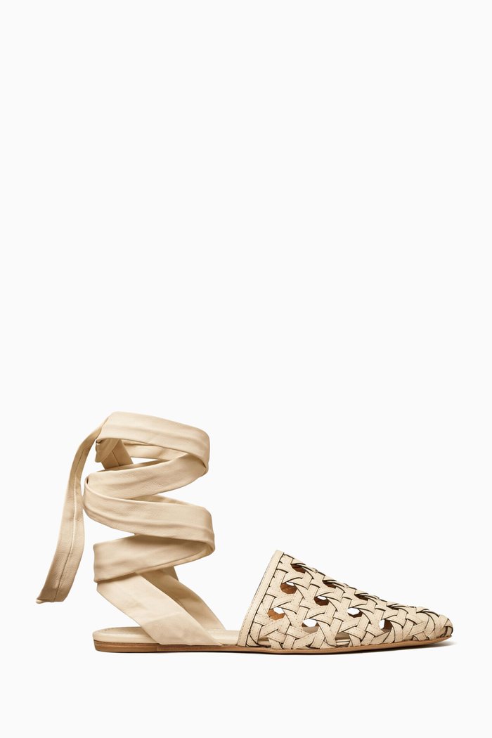 

Wrap Flats in Basketweave Leather, Neutral