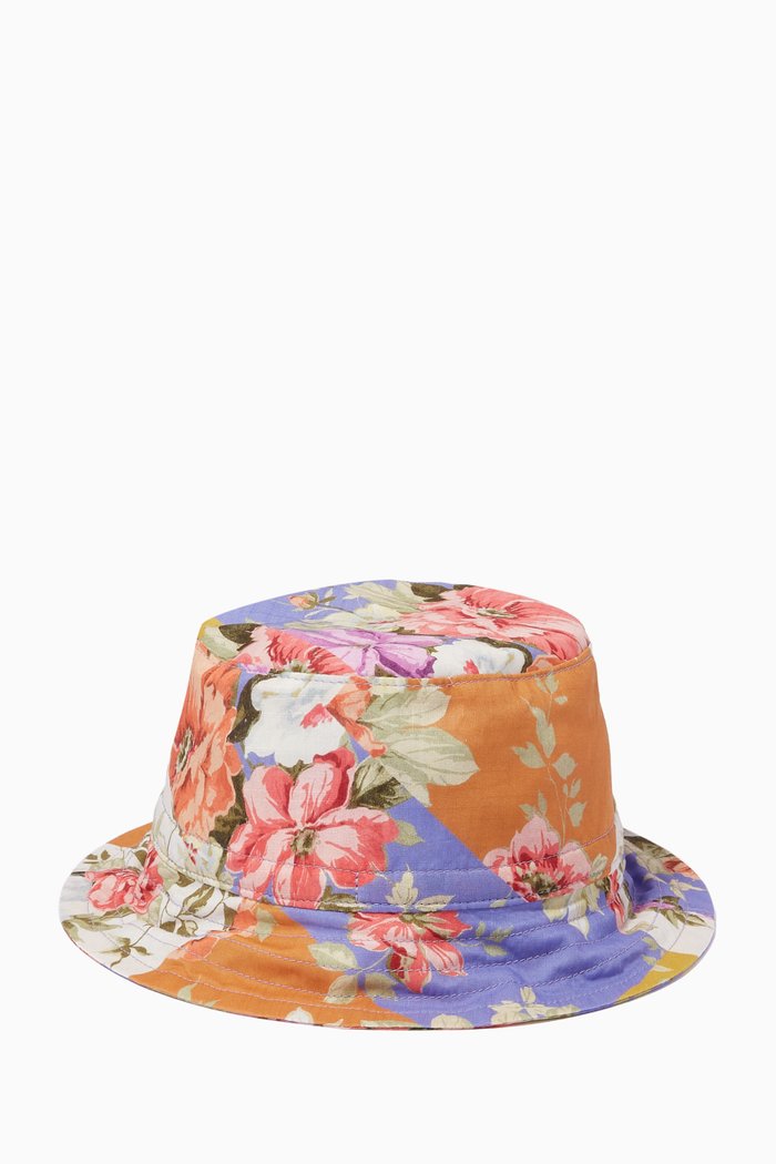

Reversible Floral Print Bucket Hat in Sloppy Cotton, Multicolour
