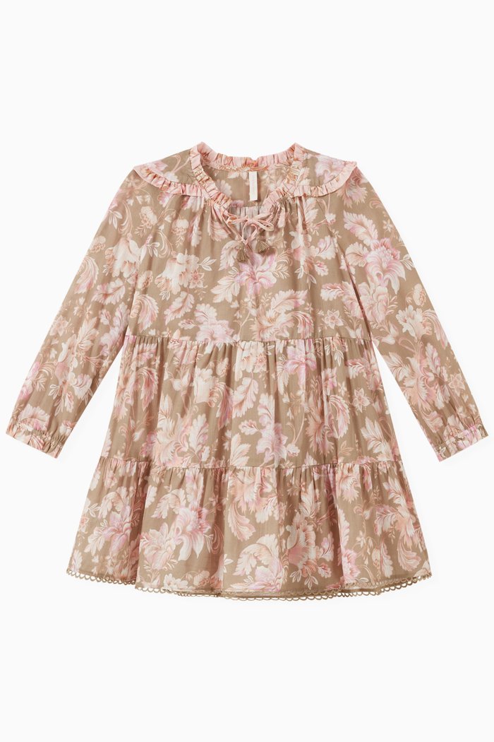 

Pattie Tiered Dress in Cotton, Neutral