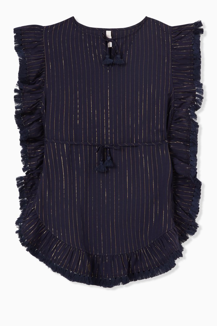 

Pattie Ruffle Coverup in Cotton, Blue