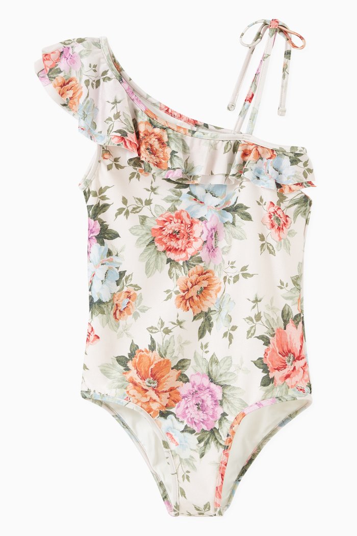 

Pattie Frilled One-Shoulder Bikini, Neutral