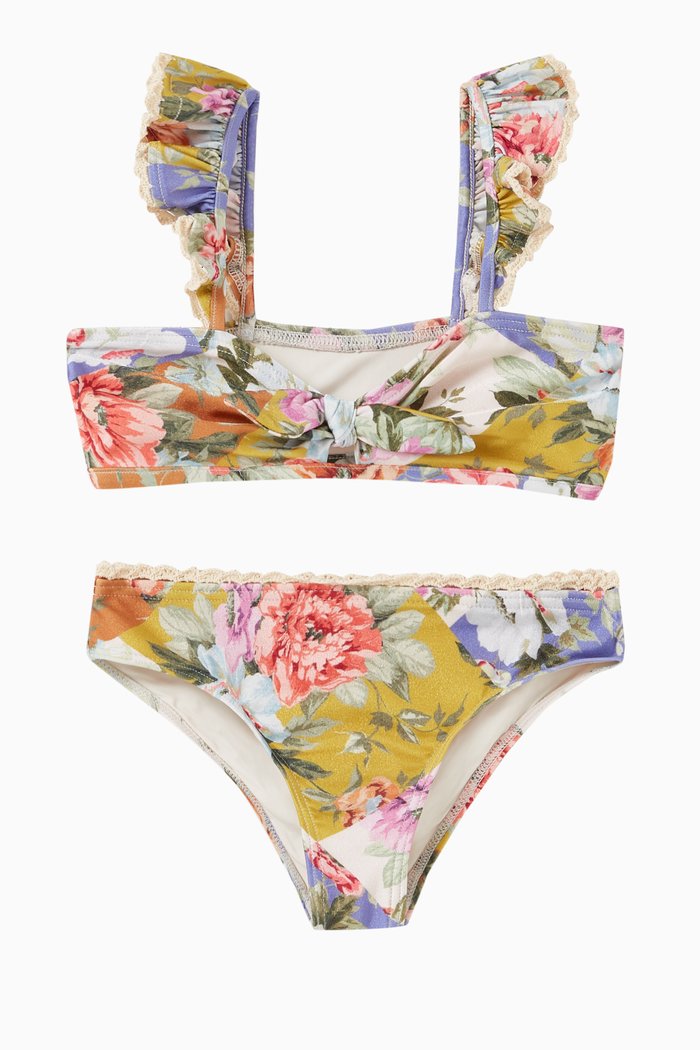 

Pattie Crochet Frilled Two-piece Bikini, Multicolour