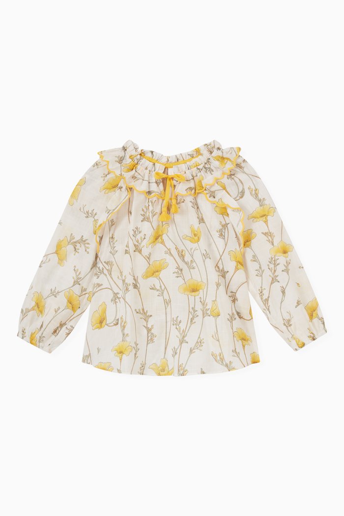 

Jeannie Smock Top in Cotton, Yellow