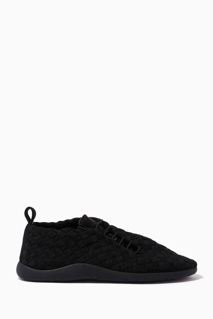

Sneakers in Elasticated Intrecciato Fabric, Black