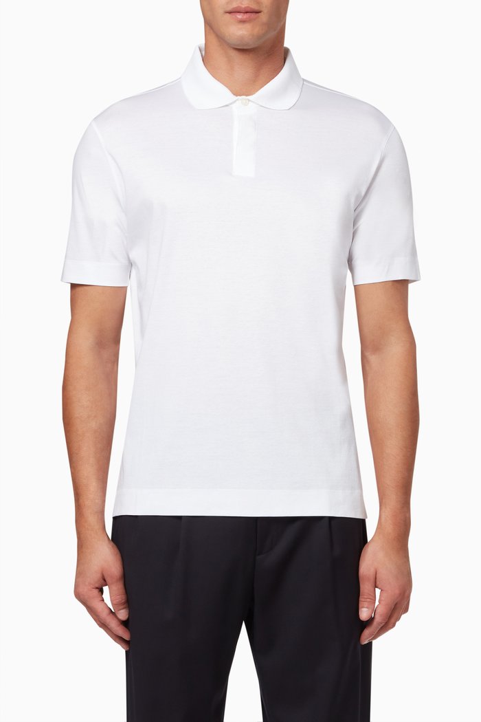 

Short Sleeve Polo Shirt in Cotton Jersey, White