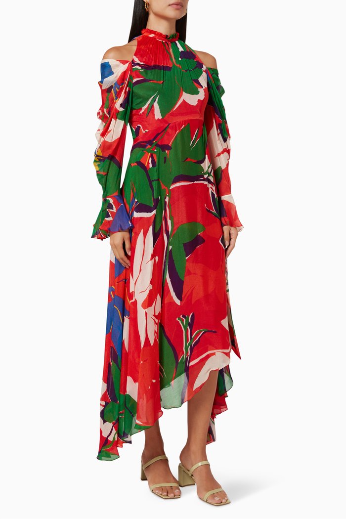 

Cold-shoulder Midi Dress, Multicolour