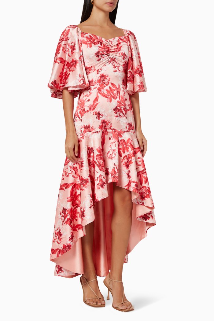 Asymmetric Midi Dress, Pink