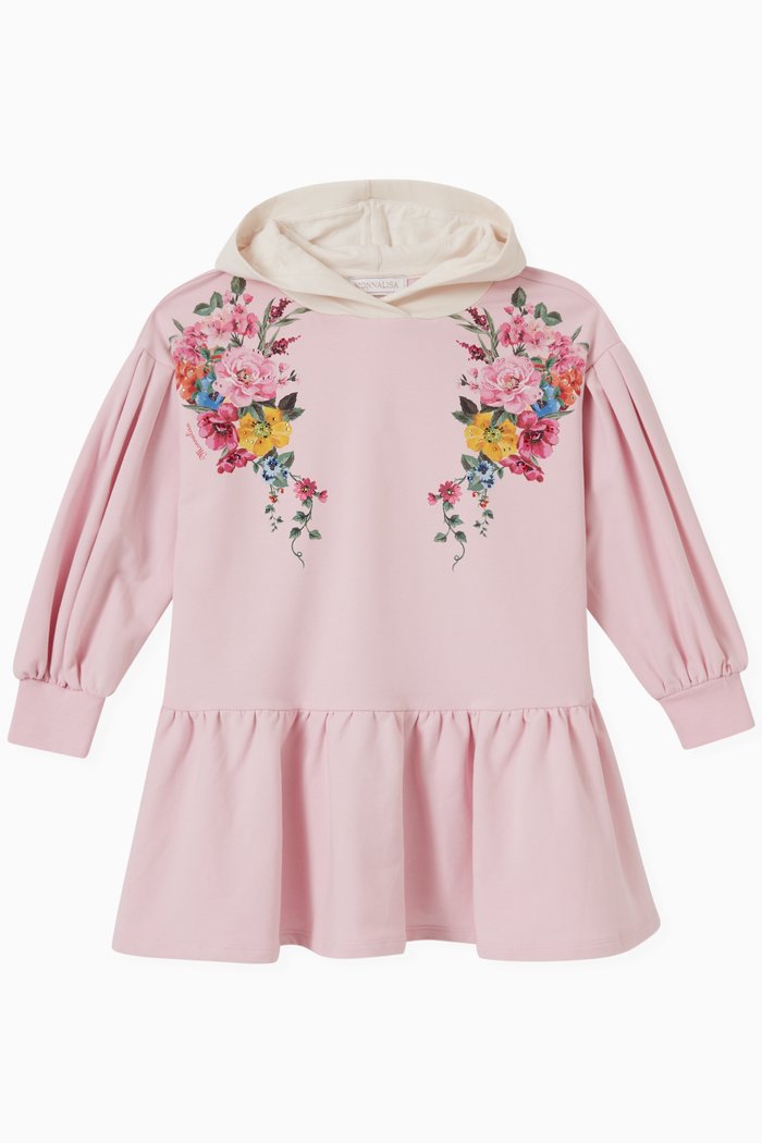 Floral Hooded Dress, Pink