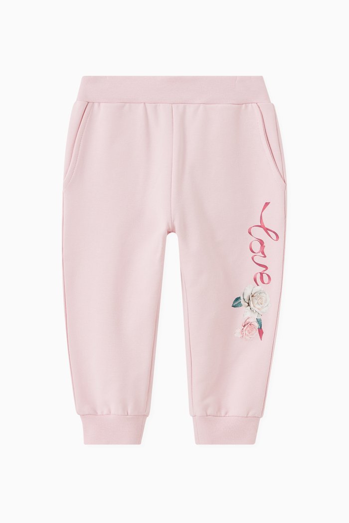 

Love Print Sweatpants in Cotton Fleece, Pink