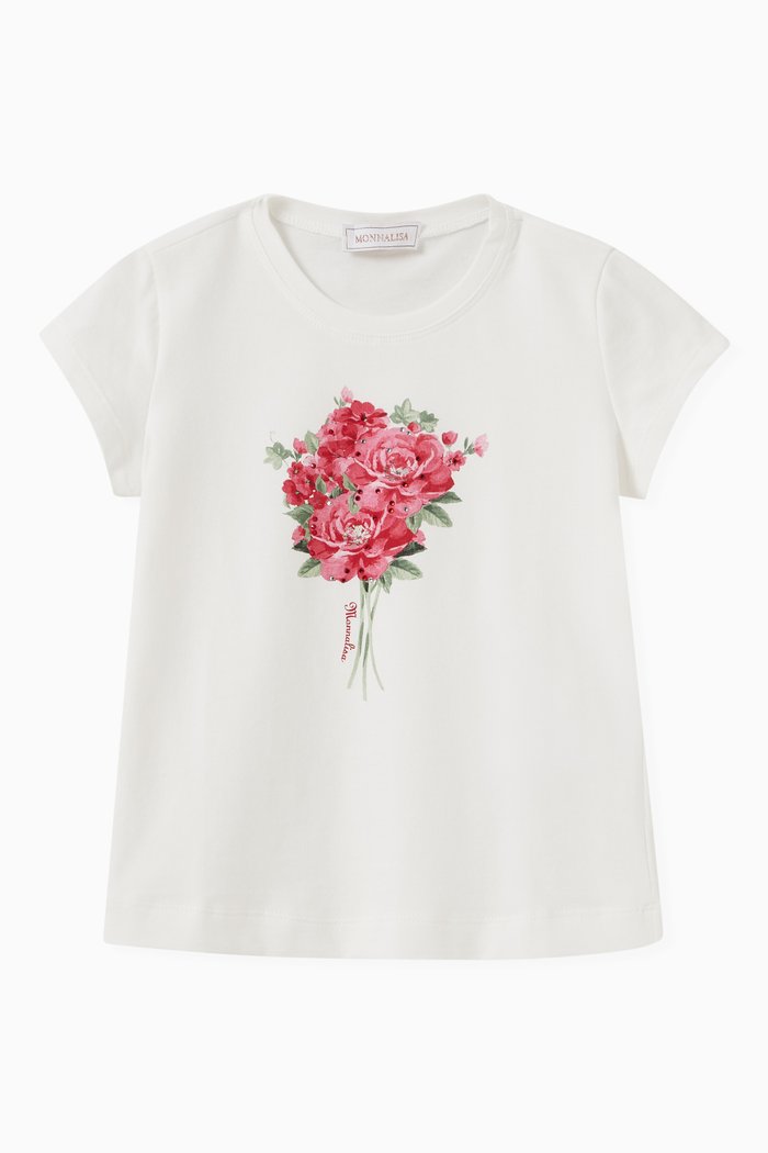 

Manica Corta Floral T-shirt in Cotton, White