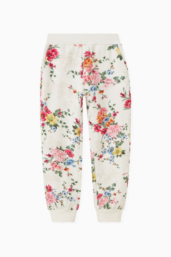 

Floral Sweatpants in Cotton Fleece, Neutral