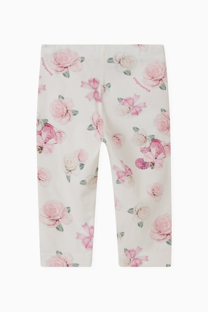 

Floral Leggings in Stretchy Cotton, White