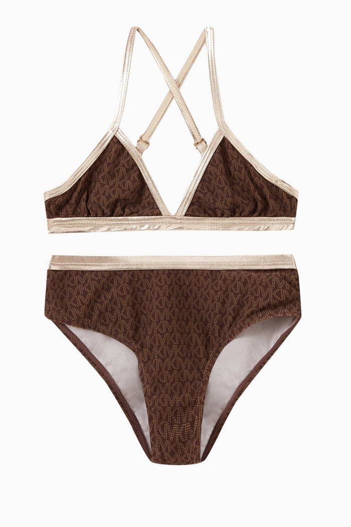 

Logo Bikini in Stretch Nylon, Brown