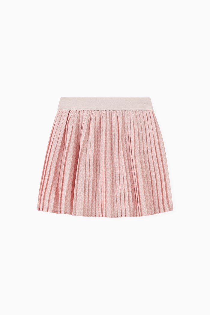 Logo Pleated Skirt in Crepe, Pink