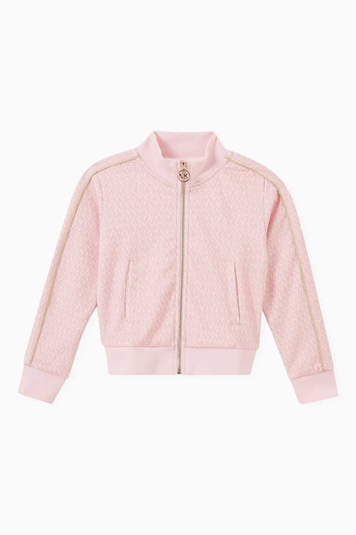 

Monogram Zip Jacket in Viscose Blend, Pink