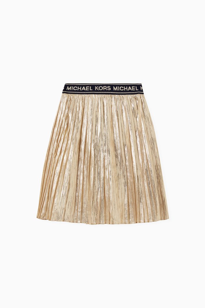 

Metallic Pleated Skirt, Gold