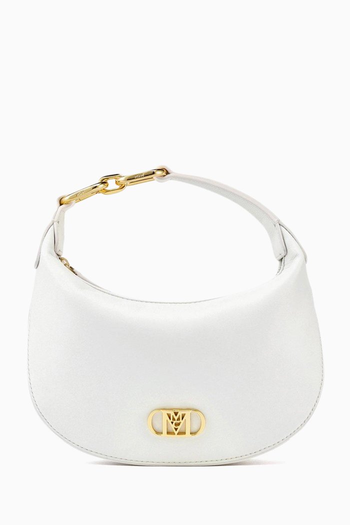 

Mode Travia Crescent Hobo Bag in Nappa Leather, White