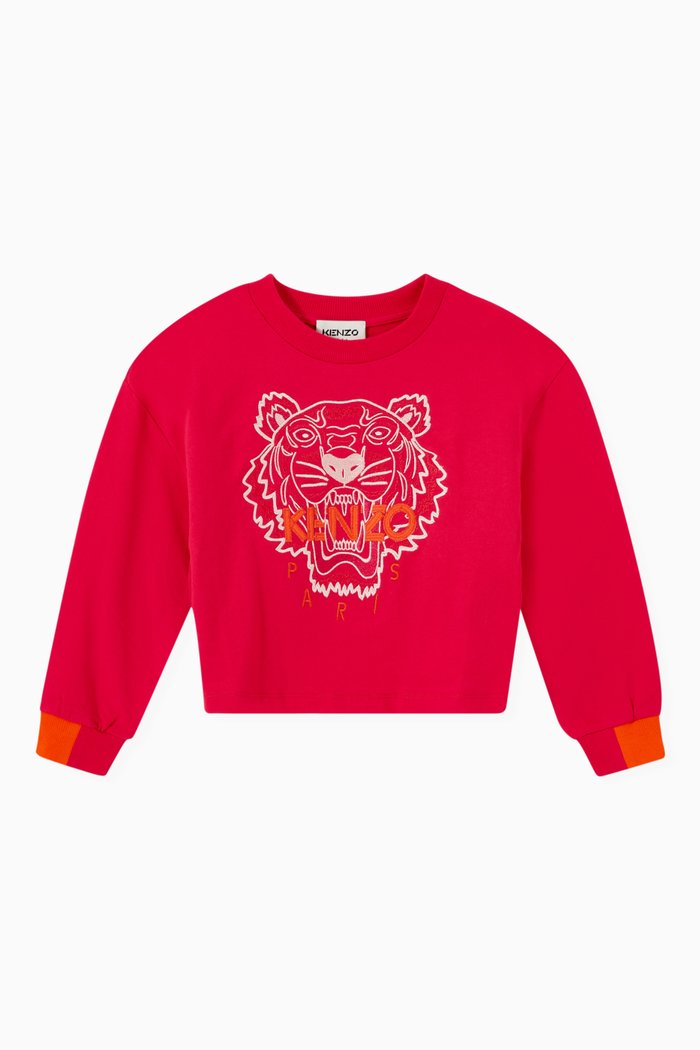 

Tiger Print Sweatshirt in Cotton, Pink