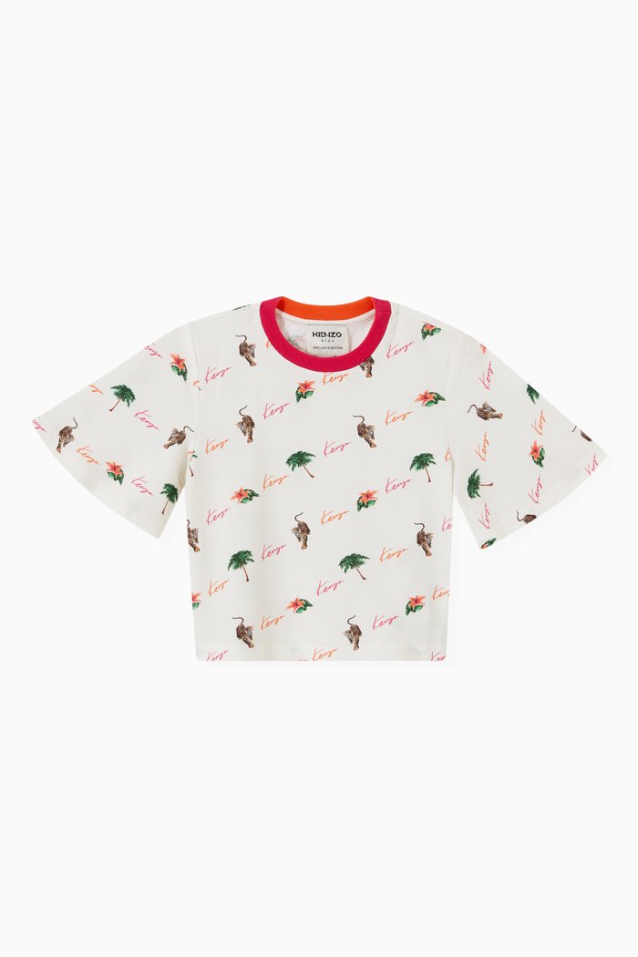 Logo Flared T-shirt in Cotton, Neutral