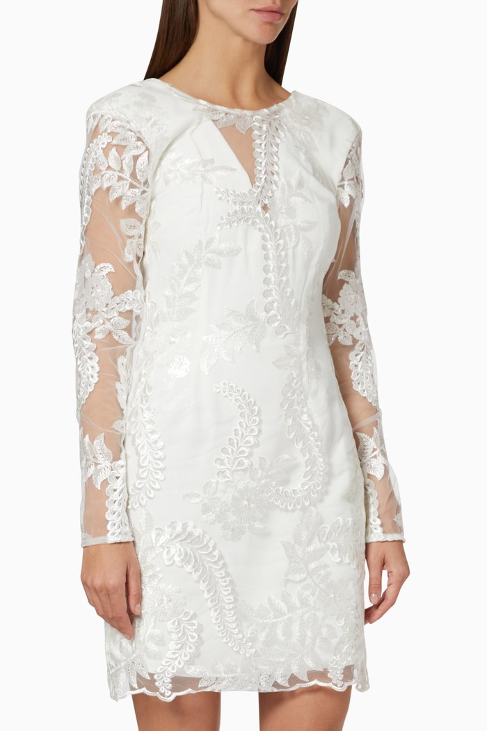 

Davison Mini Dress in Lace, Neutral