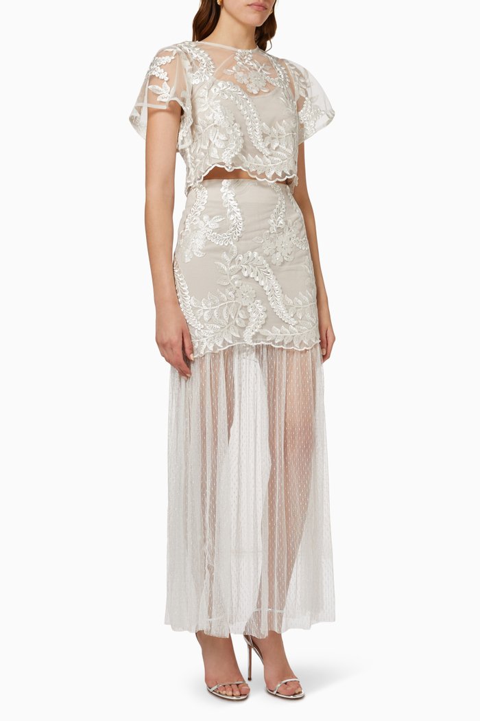 

Lorraine Top & Skirt Set in Tulle, Neutral