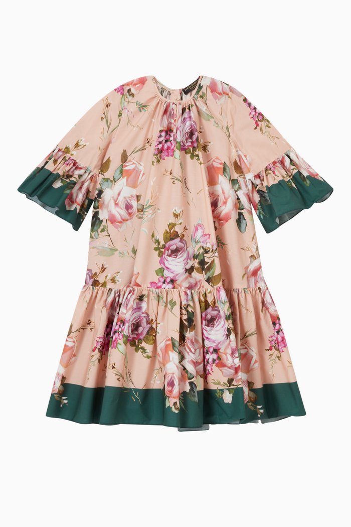 

Floral Dress in Cotton, Orange