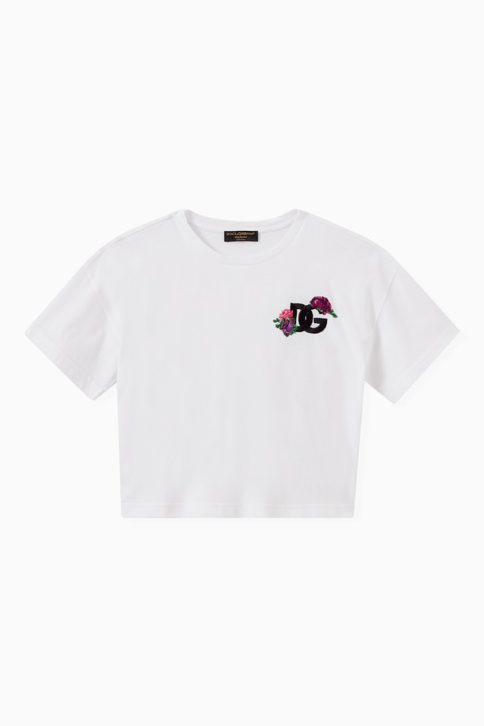 

Floral Logo T-shirt in Cotton, White