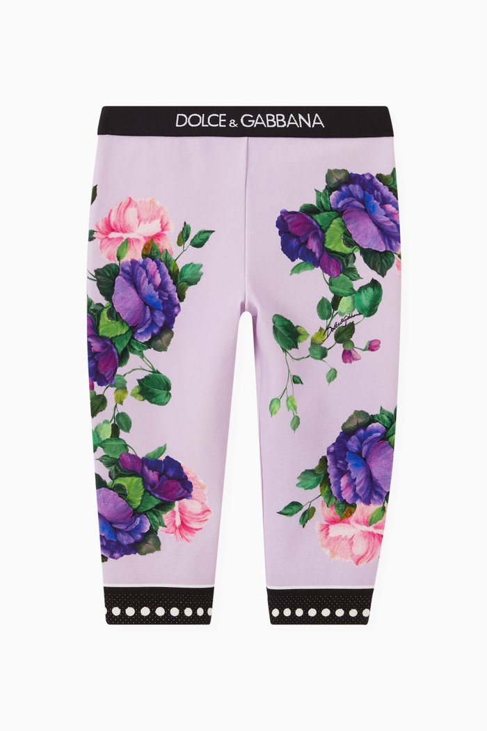 

Logo Floral Leggings in Cotton, Purple