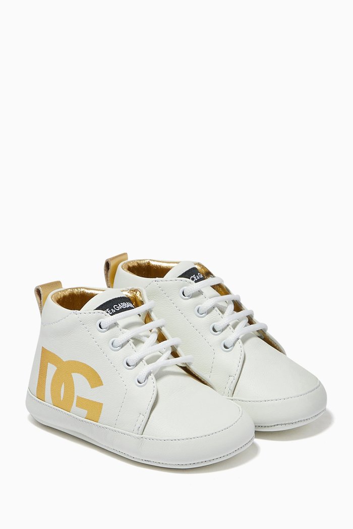 

Logo High Cut Sneakers in Nappa Leather, Gold