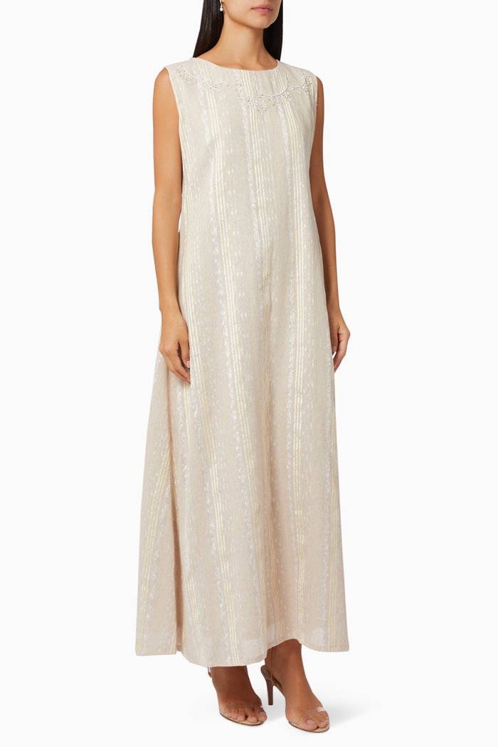 

Sleeveless Kaftan in Linen, Neutral