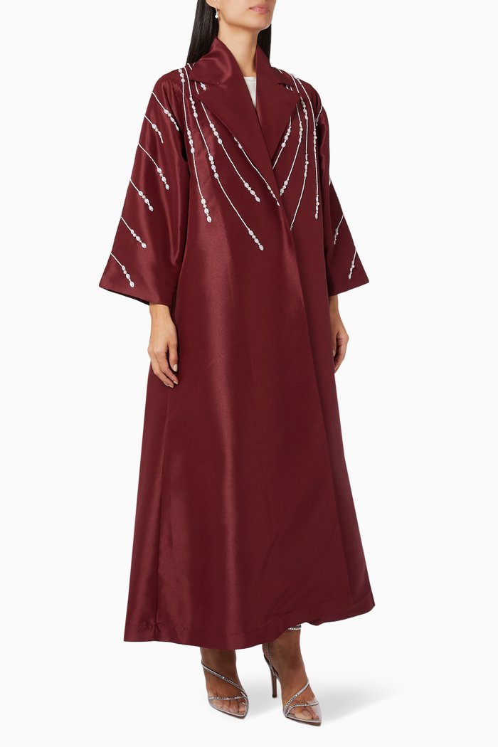 

Embellished Abaya in Taffeta, Red