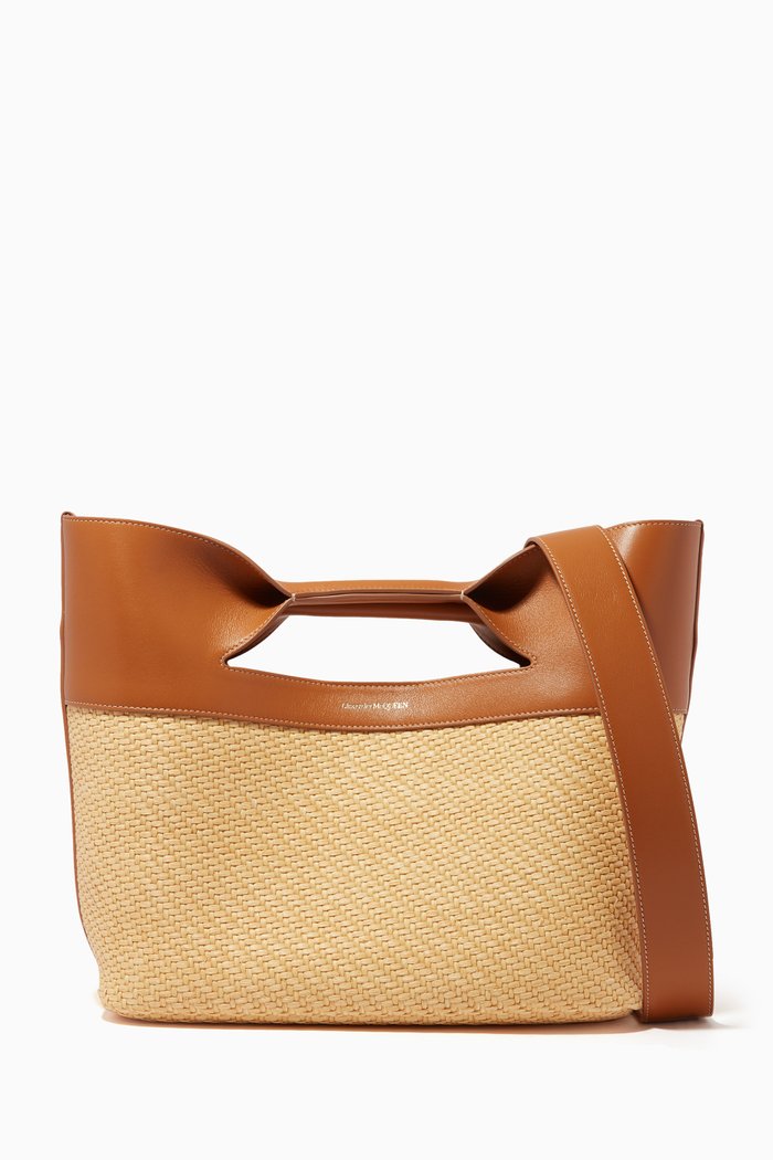 

Small Bow Bag in Textile & Leather, White