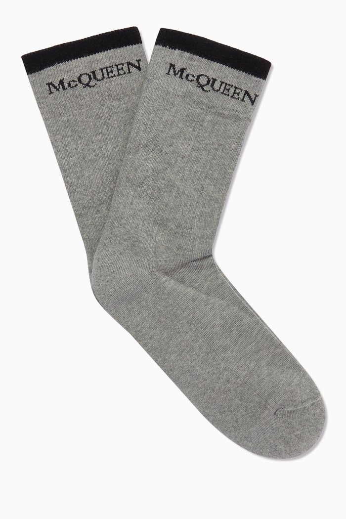 

Ribbed Logo Socks in Cotton Blend, Black