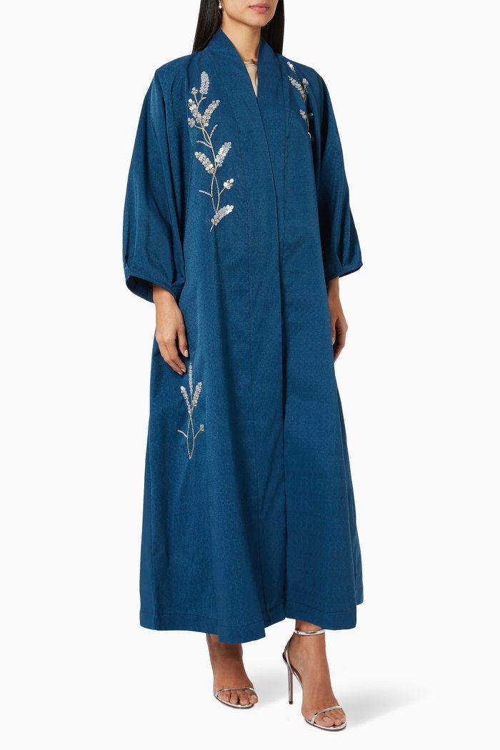 

Embellished Abaya in Crepe, Blue